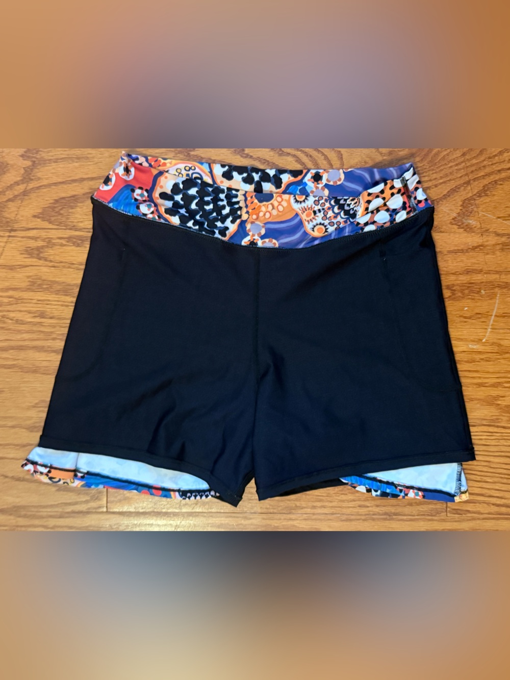 Dona Jo Skort Skirt Womens Size 2 Large Multicolor Shells Pull On Stretch EUC - Picture 3 of 4